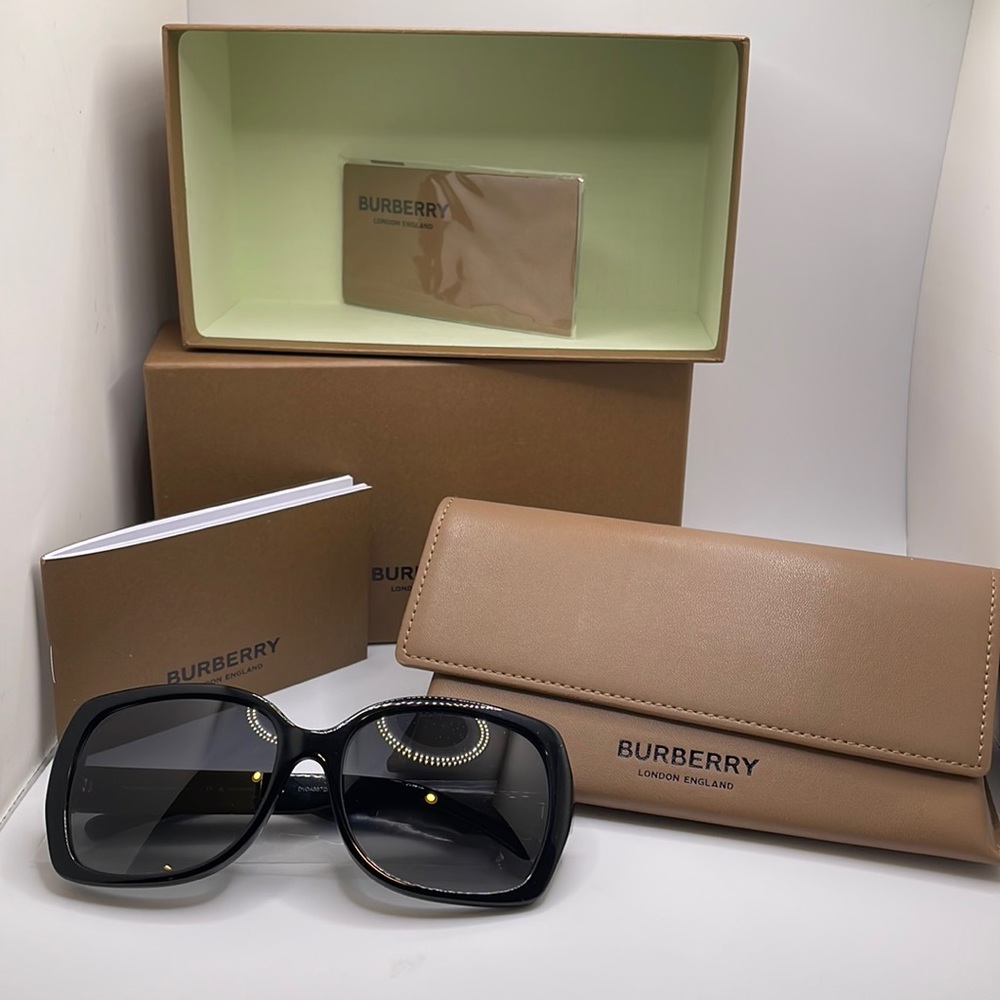 BURBERRY SUNGLASSES 0BE4160 Black Polar Grey Gradient NWT Made In ITALY